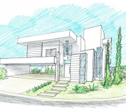 Perspectiva arquiteto casa moderna sobrado vidro rio preto
