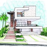Projeto Casa Moderna Perspectiva por Arquitetos